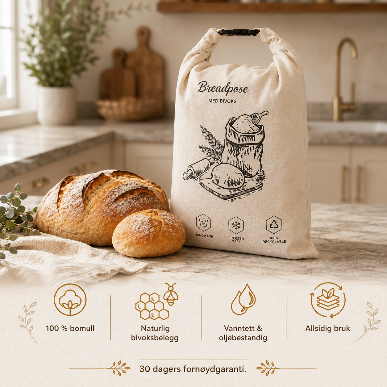 Brødpose med bivoks